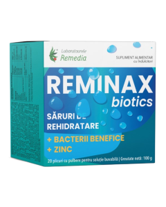 Saruri de rehidratare + bacterii benefice si zinc Reminax Biotics, 20 plicuri, Remedia