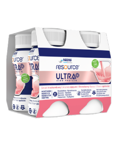 Resource Ultra+ High Protein cu aroma de capsuni, 4*125 ml, Nestle