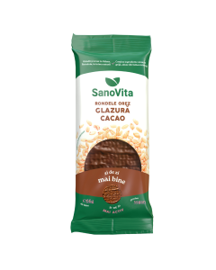 Rondele din orez cu glazura de cacao, 66g, Sanovita