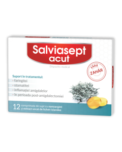 Salviasept acut fara zahar, 12 comprimate