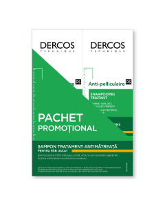 Pachet Sampon anti-matreata pentru par uscat Dercos, 2*200 ml, Vichy