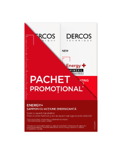 Pachet Sampon impotriva caderii parului cu Aminexil Dercos Energy+, 2* 200 ml, Vichy