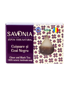 Sapun 100% natural cu extract de cuisoare si ceai negru, 90 g, Savonia