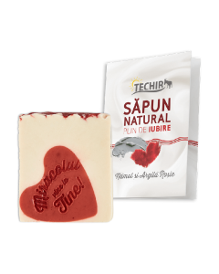 Sapun natural hidratant plin de iubire cu namol si argila rosie, 120 g, Techir