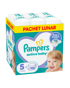 Scutece Active Baby, marimea 5, 11-16 kg, 150 bucati, Pampers