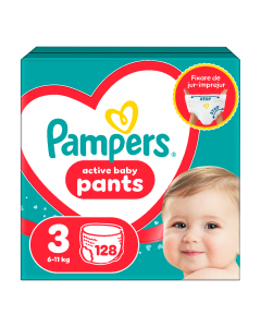 Scutece chilotel Active Baby Pants, marimea 3, 6-11 kg, 128 bucati, Pampers
