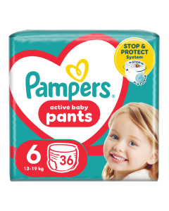 Scutece chilotel Active Baby Pants, marimea 6, 13-19 kg, 36 bucati, Pampers