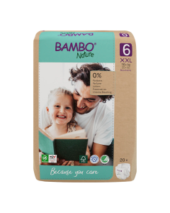 Scutece Ecolabel, marimea 6, 16kg+, 20 bucati, Bambo Nature