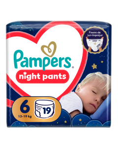 Scutece chilotel de noapte Night Pants, marimea 6, 15+ kg, 19 bucati, Pampers