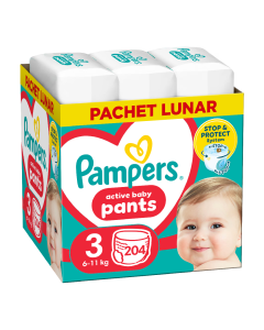 Scutece chilotel Active Baby Pants Nr.3, 6-11 kg, 204 bucati, Pampers