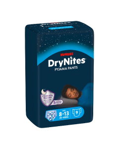 Scutece incontinență DryNites, 30-48kg, baieti 8-13 ani, 9bucati, Huggies