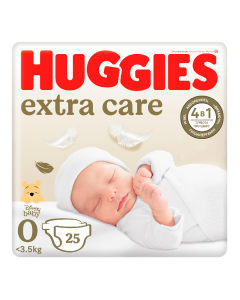 Scutece Extra Care Marimea 0, 3,5 kg, 25 bucati, Huggies