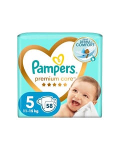 Scutece Premium Care, Marimea 5, 11-16 kg, 58 bucati, Pampers