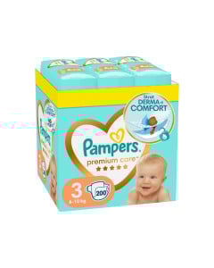 Scutece Premium Care, marimea 3, 6-10 kg, 200 bucati, Pampers