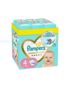 Scutece Premium Care, marimea 4, 9-14kg, 174 bucati, Pampers