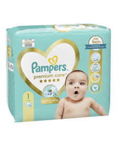 Pampers Scutece Premium Care Junior Marimea 1, 2-5kg, 26 bucati