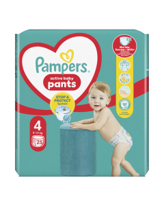 PAMPERS nr.4 Pants Active Baby 9-15kg Carry Pack , 25 bucati
