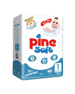 Scutece pentru nou nascut Soft, 2-5 kg, 40 bucati, PINE 