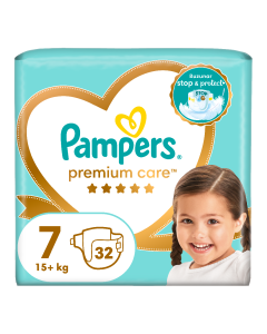 Scutece Premium Care, marimea 7, 17+kg, 32 bucati, Pampers 