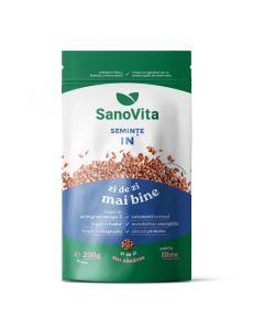 Seminte de in, punga cu zipper, 200g, Sanovita