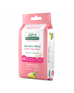 Aleva Naturals Servetele umede din fibre de bambus pentru maini si fata, 30 buc