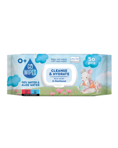 Servetele umede pentru copii cu aloe si D-Pantenol, 50 bucati, Go Wipes