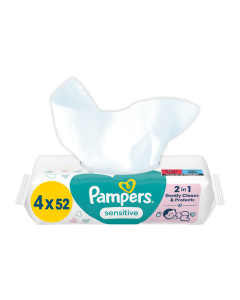 Servetele umede Sensitive, 4 pachete*52 bucati, Pampers
