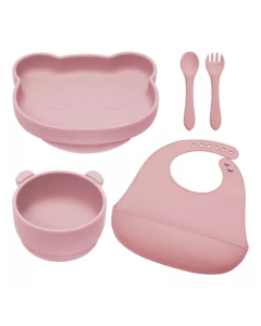 Set diversificare din silicon Panda, 6 luni+, Old Rose, Appekids