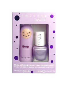 Set copii Balsam de buze cu parfum de bezea & oja cu parfum de coacaze, Inuwet