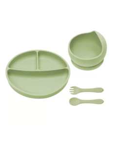 Set diversificare din silicon Basic, 6 luni+, Raw Green, Appekids