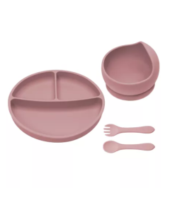 Set diversificare din silicon Basic, 6 luni+, Old Rose, Appekids