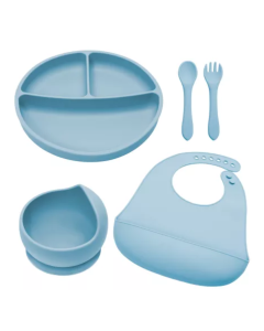 Set diversificare din silicon Classic, 6 luni+, Aqua Blue, Appekids