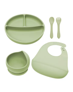 Set diversificare din silicon Classic, 6 luni+, Raw Green, Appekids