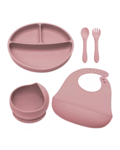Set diversificare din silicon Classic, 6 luni+, Old Rose, Appekids