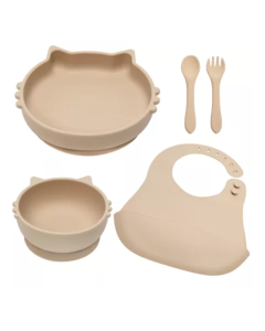 Set diversificare din silicon Kitty, 6 luni+, Bubble Beige, Appekids