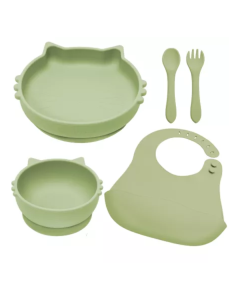 Set diversificare din silicon Kitty, 6 luni+, Raw Green, Appekids