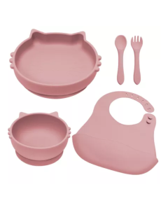 Set diversificare din silicon Kitty, 6 luni+, Old Rose, Appekids
