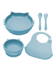 Set pentru diversificare din silicon Kitty, 6 luni+, Aqua Blue, Appekids