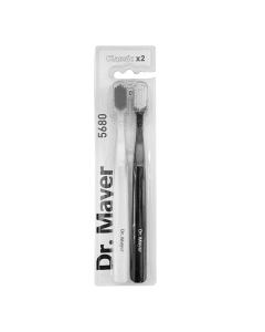 Set periuta de dinti clasica Ultrasoft 5680, Alb/Negru, 2 bucati, Dr. Mayer