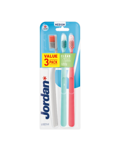 Set Periute de dinti pentru adulti Clean Smile, Medium, multicolor, 3 bucati, Jordan