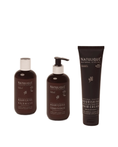 Set Sampon, balsam si crema Nourishing Anti-Frizz, Natulique
