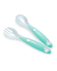 Set tacamuri furculita si lingura, verde, PUR