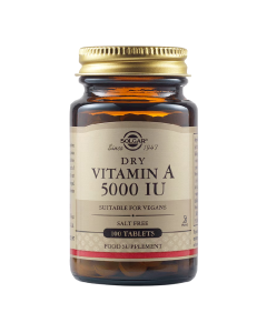 Vitamina A uscata, 5000 UI, 100 tablete, Solgar