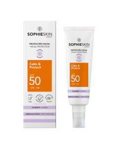 Crema pentru ten sensibil si atopic cu protectie solara SPF 50 Calm & Protect Facial Protection, 50 ml, Sophieskin