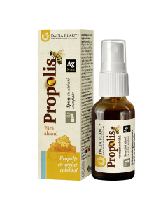 Spray Propolis cu Argint coloidal fara alcool, 20 ml, Dacia Plant
