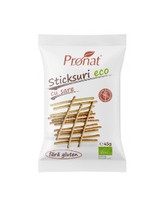 Sticksuri bio cu sare, fara gluten, 45g, Pronat