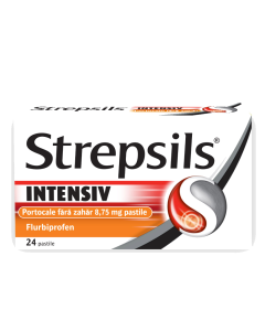 Strepsils Intensiv fara zahar cu aroma de portocale, 8,75 mg, 24 pastile, Reckitt Benckiser