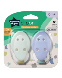 Suport pentru suzete pentru +0 luni Verde/Mov, 2 bucati, Tommee Tippee