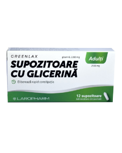 Supozitoare cu glicerina pentru adulti Greenlax, 12 bucati, Laropharm