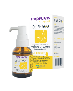 Vitamins D3Vit 500 cu picurator, 20 ml, Impruvis 